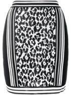 Balmain Leopard Jacquard Skirt, Women's, Size: 38, Black, Viscose
