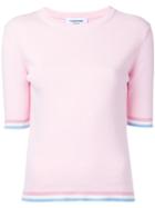 Thom Browne - Striped Trim Jumper - Women - Cotton - 42, Pink/purple, Cotton