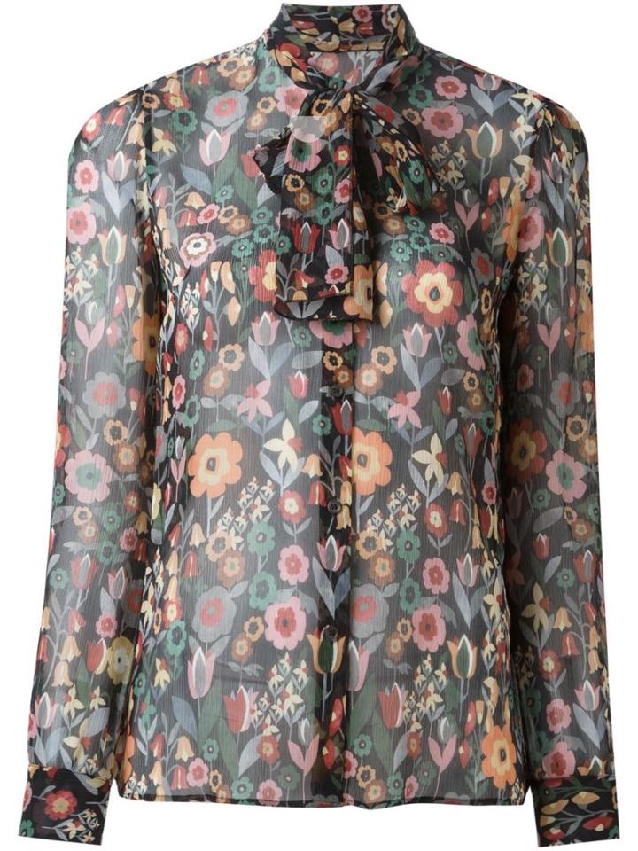 Red Valentino Floral Print Blouse, Women's, Size: 40, Black, Silk