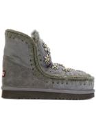 Mou Boots With Crystal Flower Embellishment - Grey