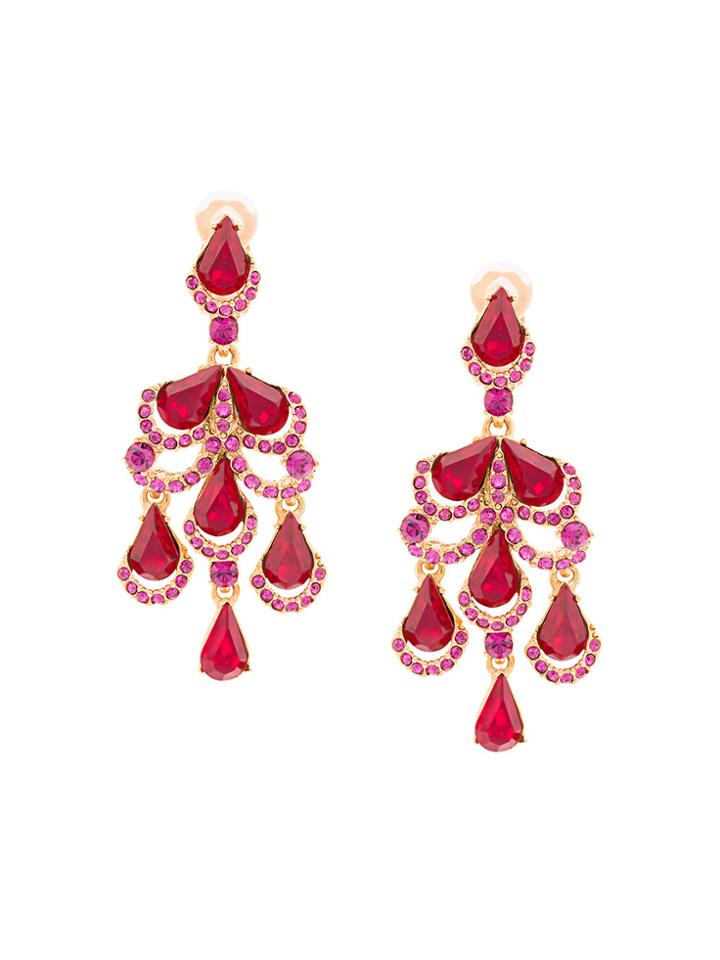 Oscar De La Renta Baroque Crystal Clip On Earrings - Metallic