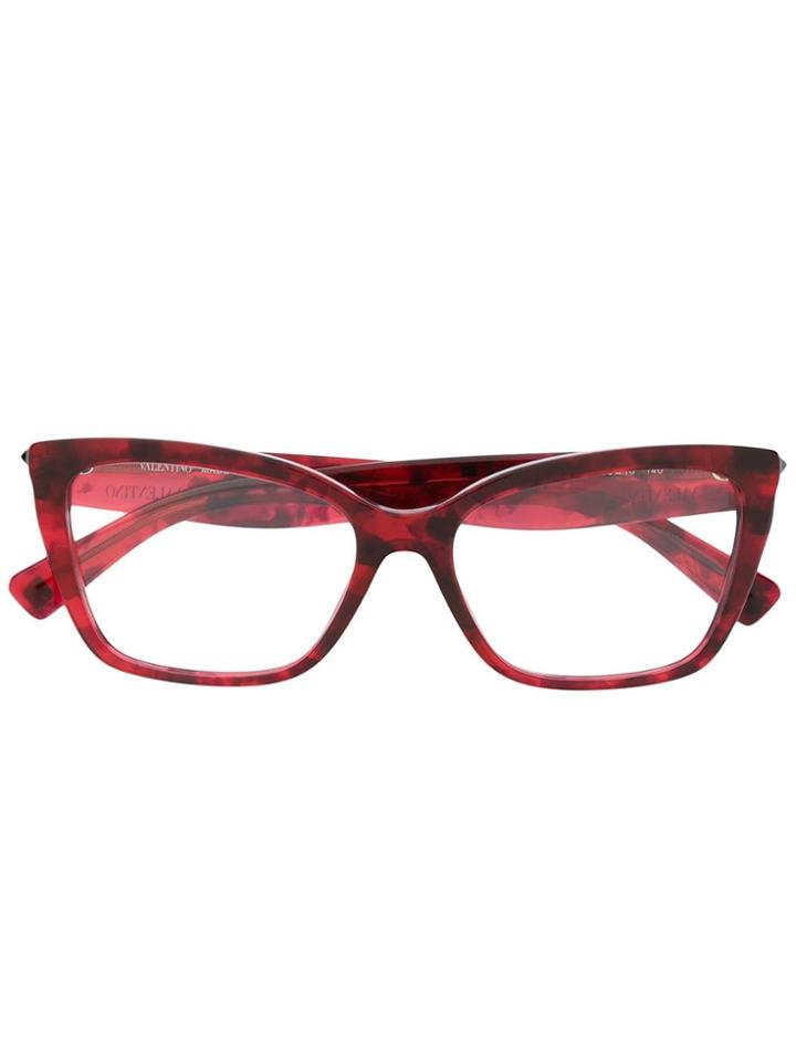 Valentino Eyewear Square Frame Glasses - Red