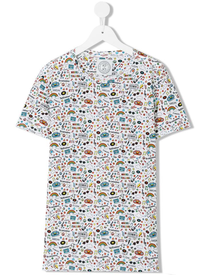 10x10 An Italian Theory Kids - Mixed Print T-shirt - Kids - Cotton - 14 Yrs, White