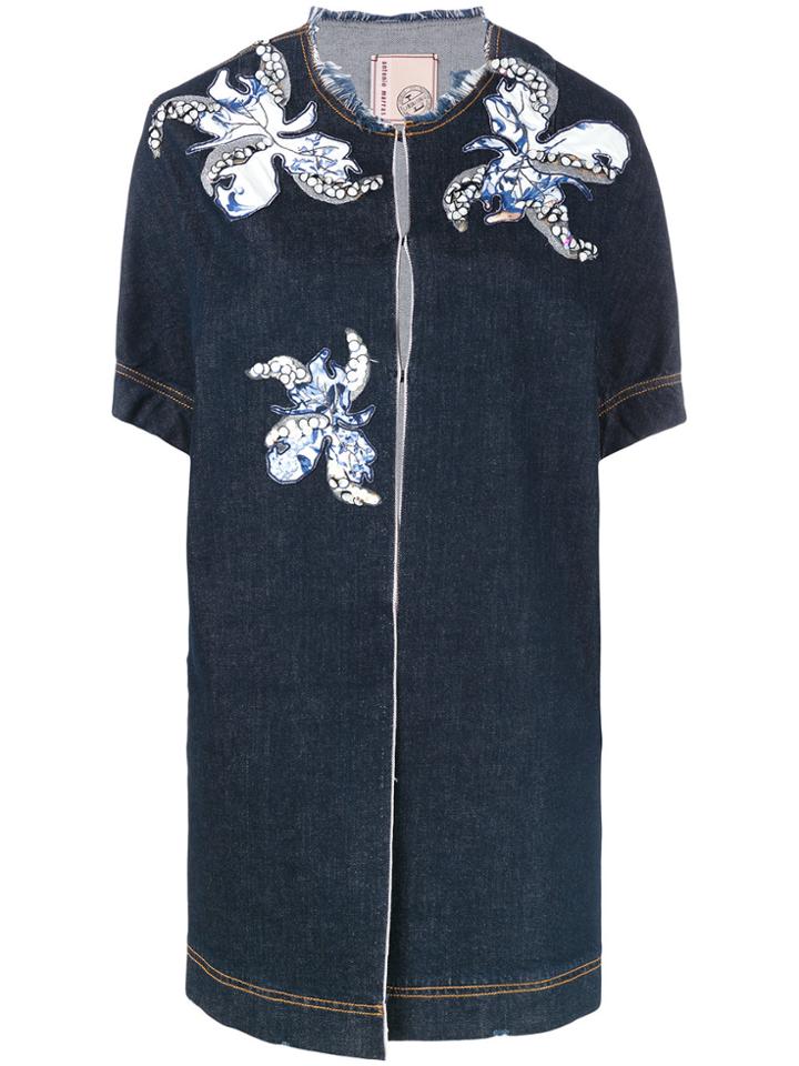 Antonio Marras Floral Motif Patches Denim Jacket - Blue