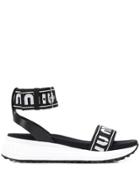 Miu Miu Logo Flat Sandals - Black