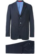 Isaia - Embroidered Two Piece Suit - Men - Cupro/wool - 50, Blue, Cupro/wool