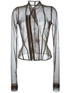 Rick Owens Lilies Tulle Zipped Jacket, Women's, Size: 44, Brown, Polyamide/spandex/elastane