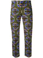 Aspesi - Cropped Printed Trousers - Women - Cotton - 44, Green, Cotton