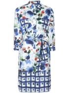 Sara Roka Mixed Pattern Dress - Blue