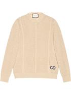 Gucci Cable Knit Wool Sweater With Gg - Neutrals