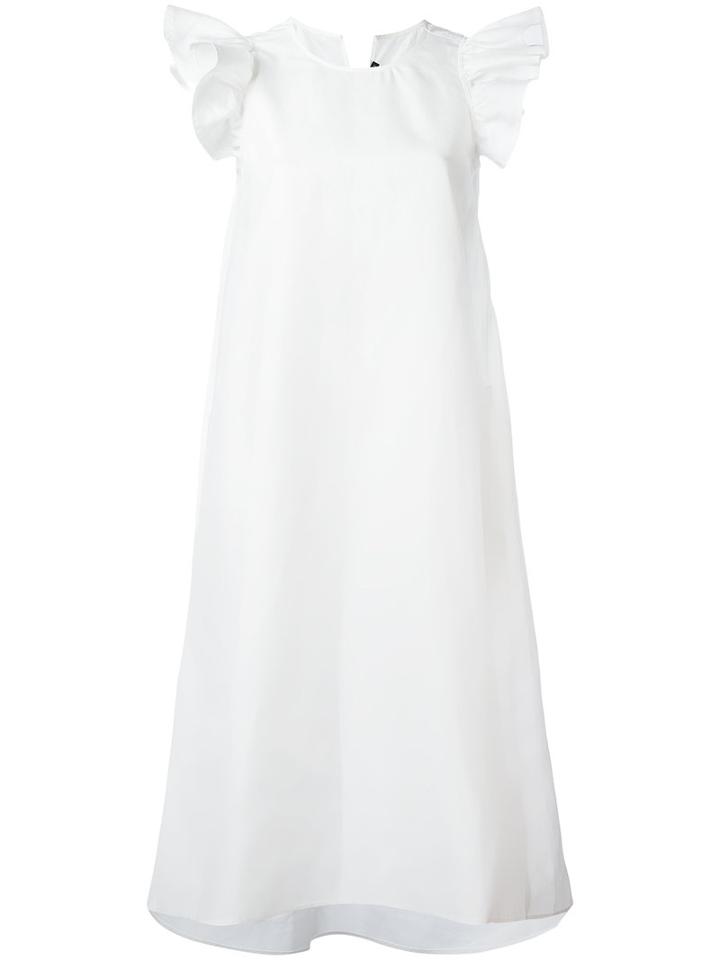 Sofie D'hoore Frilled Sleeves Flared Dress, Women's, Size: 36, White, Cotton