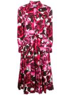 Prada Rose Print Pleated Dress - Pink