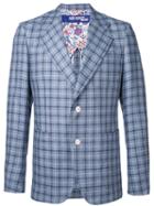 Junya Watanabe Comme Des Garçons Man - Chest Pocket Checked Blazer - Men - Linen/flax/wool - M, Blue, Linen/flax/wool