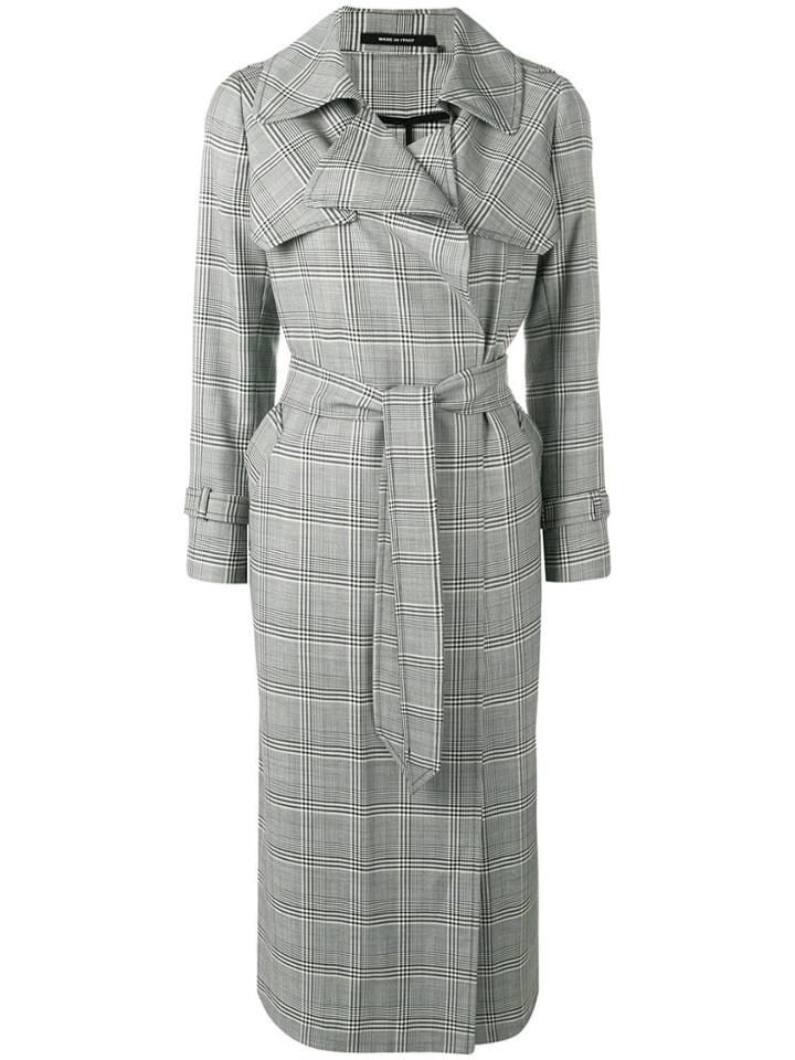 Tagliatore Long Checked Coat - Black