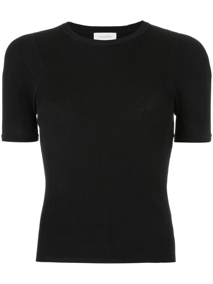 Ck Calvin Klein Twist Knit Short Sleeve Top - Black