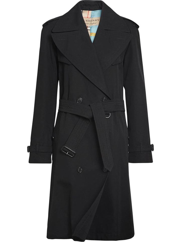 Burberry Oversized Lapel Cotton Gabardine Trench Coat - Black