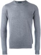 Zanone Crew Neck Jumper, Men's, Size: 50, Grey, Cashmere