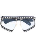 Gucci Eyewear Pearl Embellished Oversized Glasses - Black