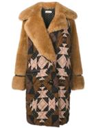 Coach Patchwork Shearling Overcoat - Brown