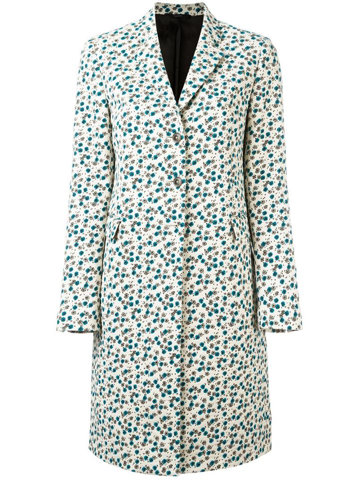 Paul Smith Floral Print Coat, Women's, Size: 38, White, Cotton/polyamide/polyester/cupro
