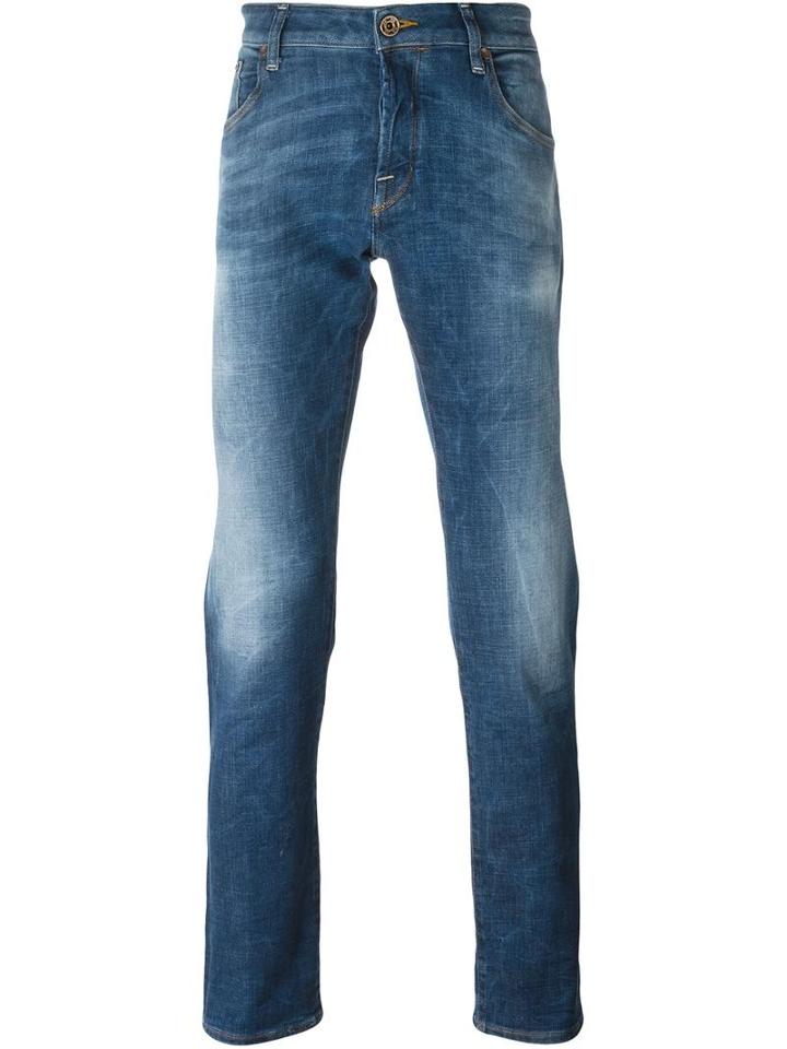 Jacob Cohen Cropped Straight Leg Jeans, Men's, Size: 32, Blue, Cotton/polyester/spandex/elastane