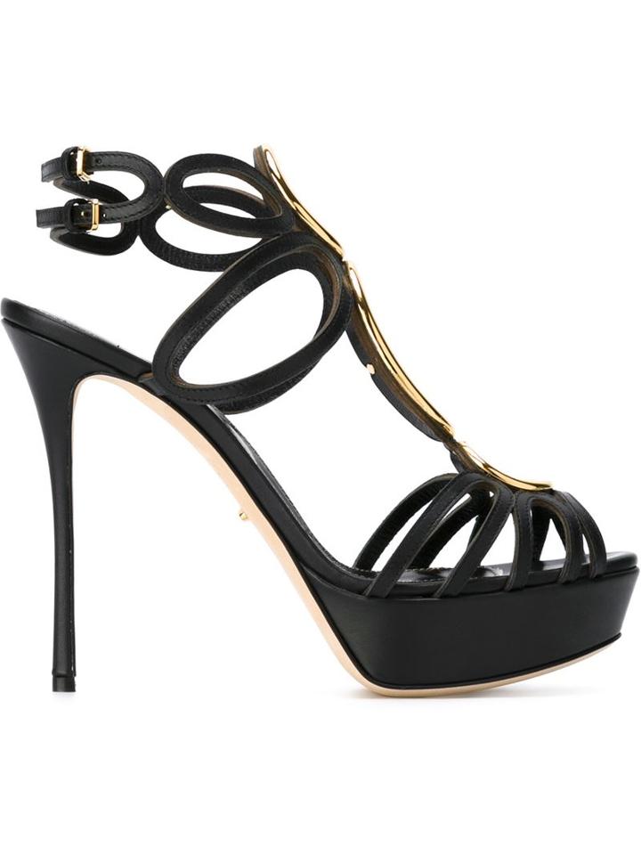 Sergio Rossi Farrah Sandals, Women's, Size: 35, Black, Calf Leather/leather