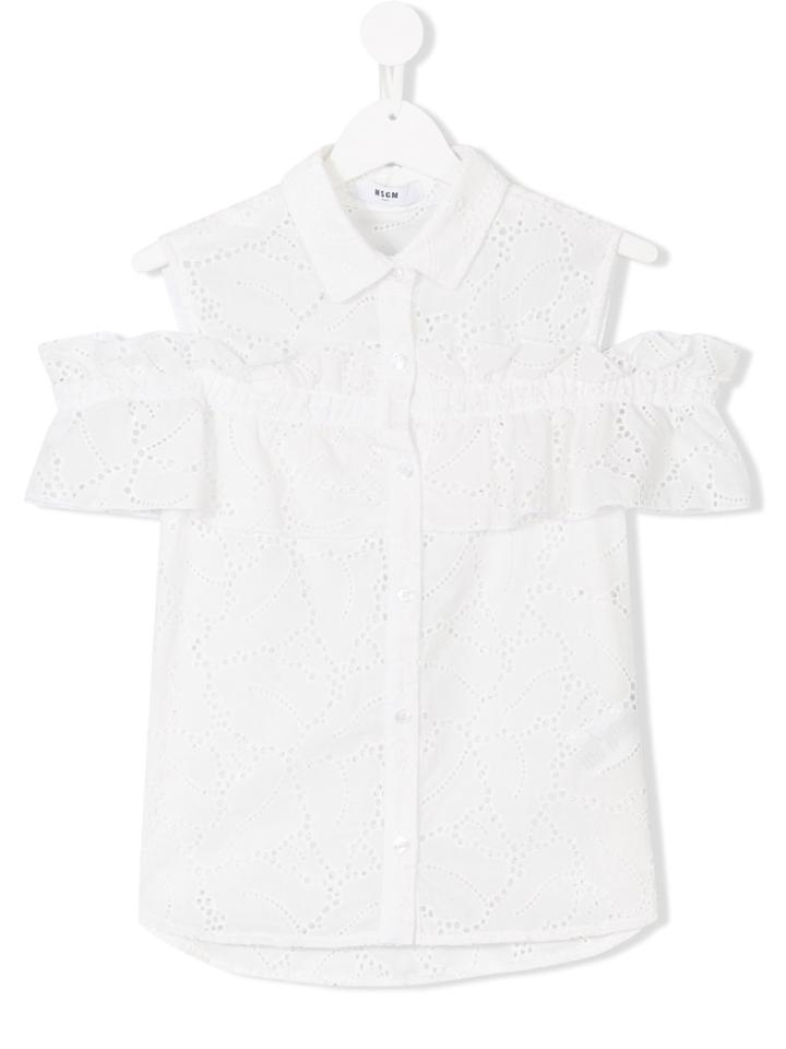 Msgm Kids Teen Broderie Anglaise Blouse - White