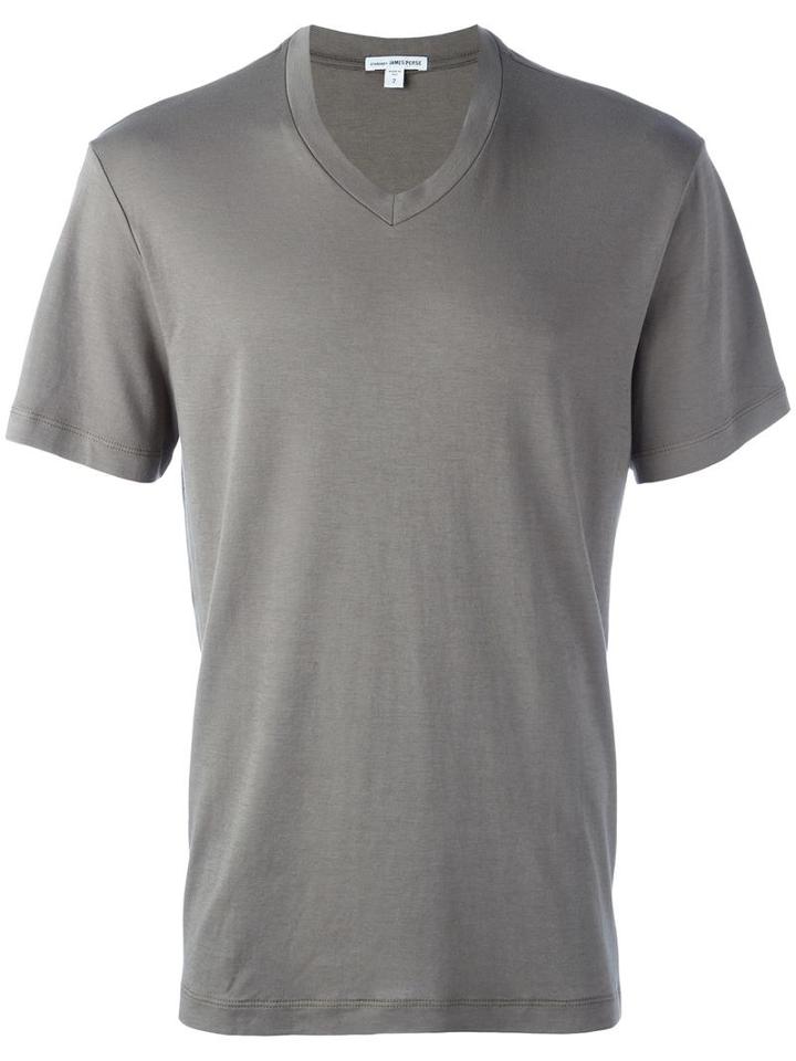 James Perse V-neck T-shirt, Men's, Size: 4, Green, Cotton