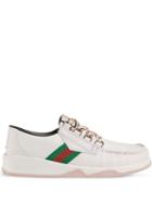 Gucci Leather Lace-up Shoe With Web - White