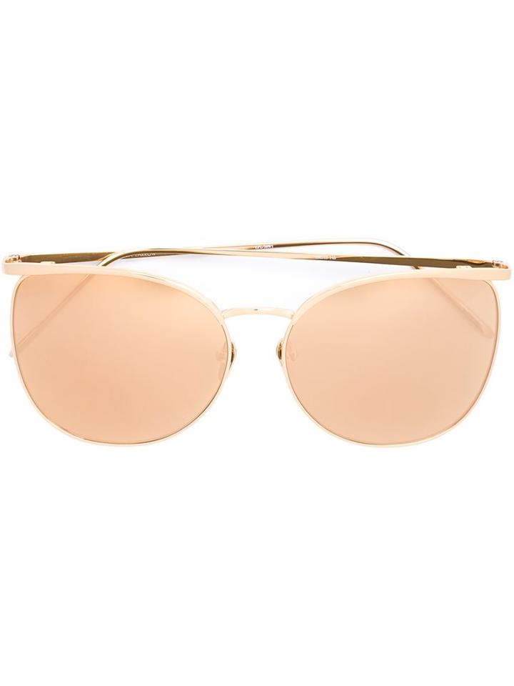 Linda Farrow Cat Eye Sunglasses, Women's, Yellow/orange, Metal