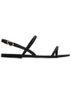 Ancient Greek Sandals Black Irida Braided Leather Sandals