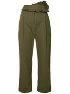 Carven Frilled Trim Trousers - Green