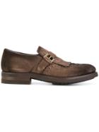 Santoni Brogue Detail Monk Shoes - Brown