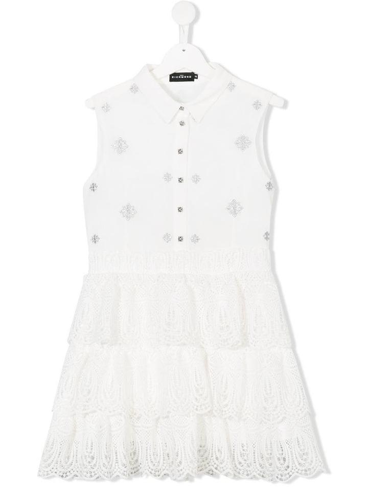 John Richmond Junior Teen Embroidered Lace-style Dress - White