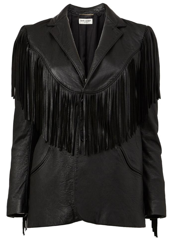 Saint Laurent Fringed Western Jacket - Black