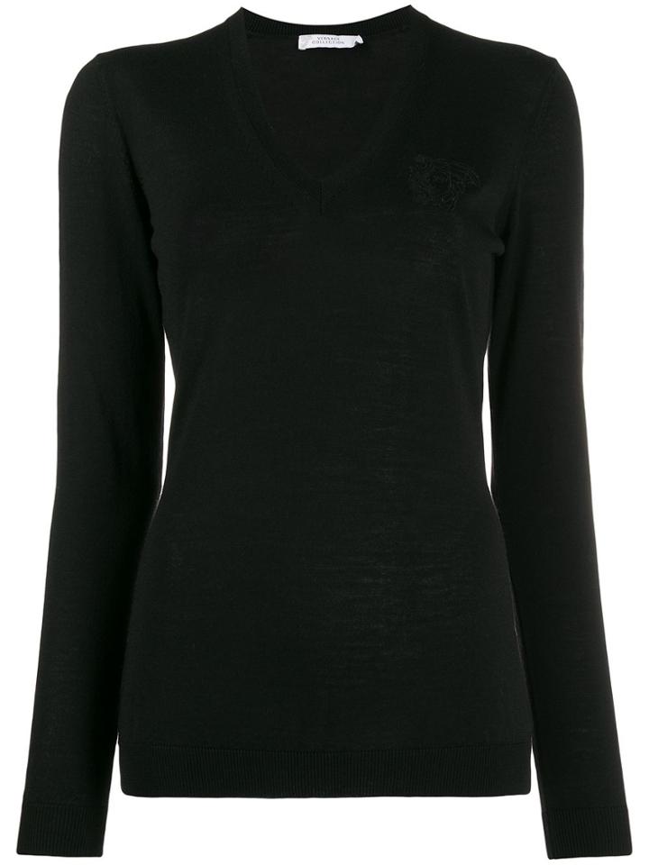 Versace Collection Lightweight V-neck Jumper - Black
