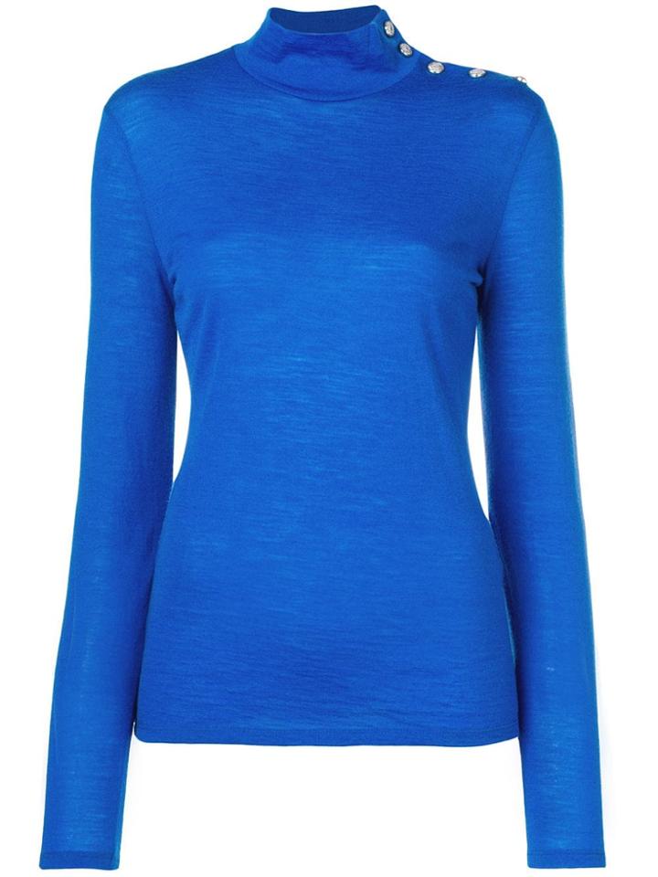 Balmain Shoulder Button Slim-fit Sweater - Blue