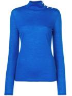 Balmain Shoulder Button Slim-fit Sweater - Blue