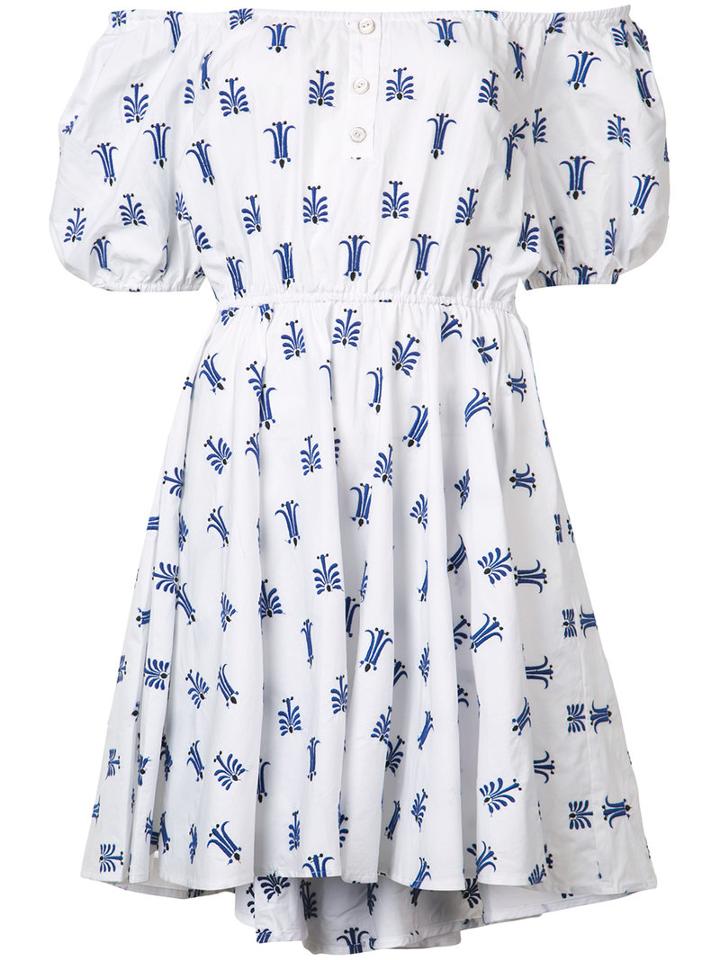 Caroline Constas Off-shoulder Puff Sleeve Dress, Women's, Size: Small, White, Cotton