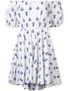 Caroline Constas Off-shoulder Puff Sleeve Dress, Women's, Size: Small, White, Cotton
