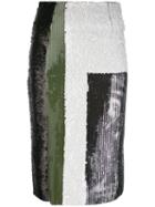 Aviù - Sequin Multistriped Skirt - Women - Cotton/polyamide/polyester - 40, Black, Cotton/polyamide/polyester