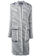 Rochas Chunky Knit Coat, Women's, Size: 42, Blue, Virgin Wool/silk