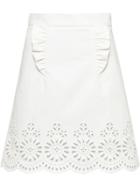Miu Miu Embroidered Lace Motif Skirt - White