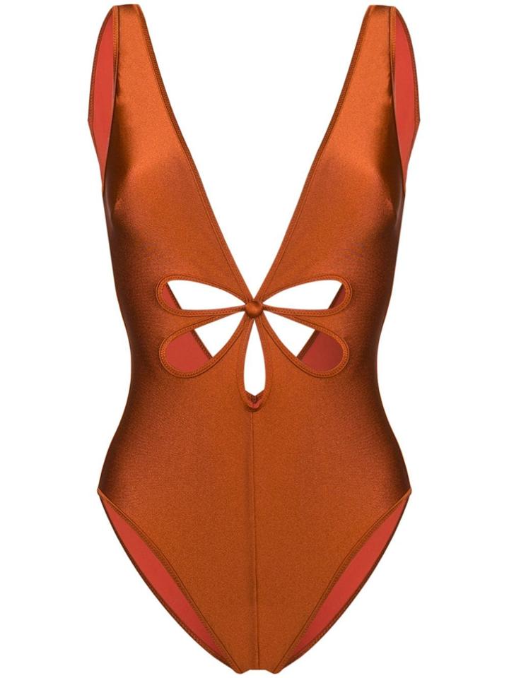 Zimmermann Primrose Flower Cut-out Swimsuit - Brown