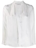 Sandro Paris Long-sleeved V-neck Blouse - White