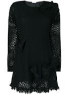 Red Valentino Long-sleeve Perforated Dress - Black
