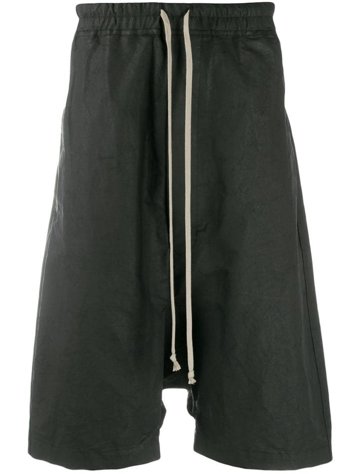 Rick Owens Waxed Linen Drop Crotch Shorts - Grey