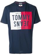 Tommy Jeans Logo Colour-block T-shirt - Blue