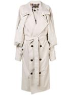 Y/project Draped Front Oversized Trench Coat - Neutrals