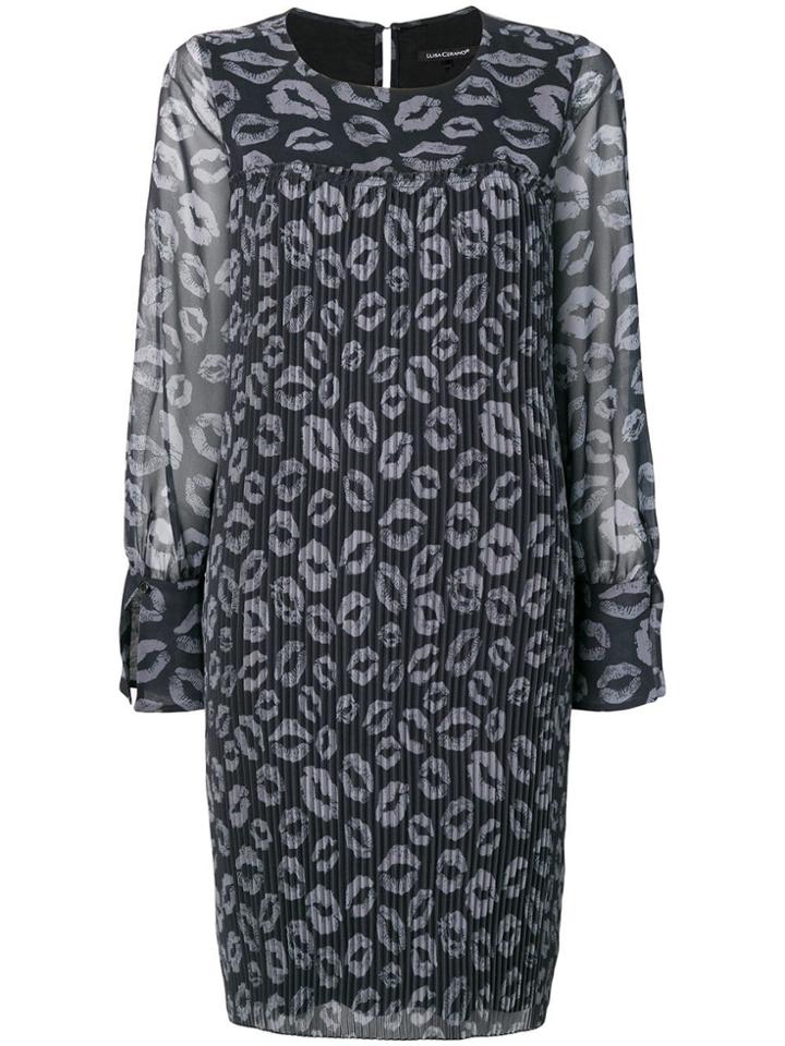 Luisa Cerano Lipstick Print Dress - Black